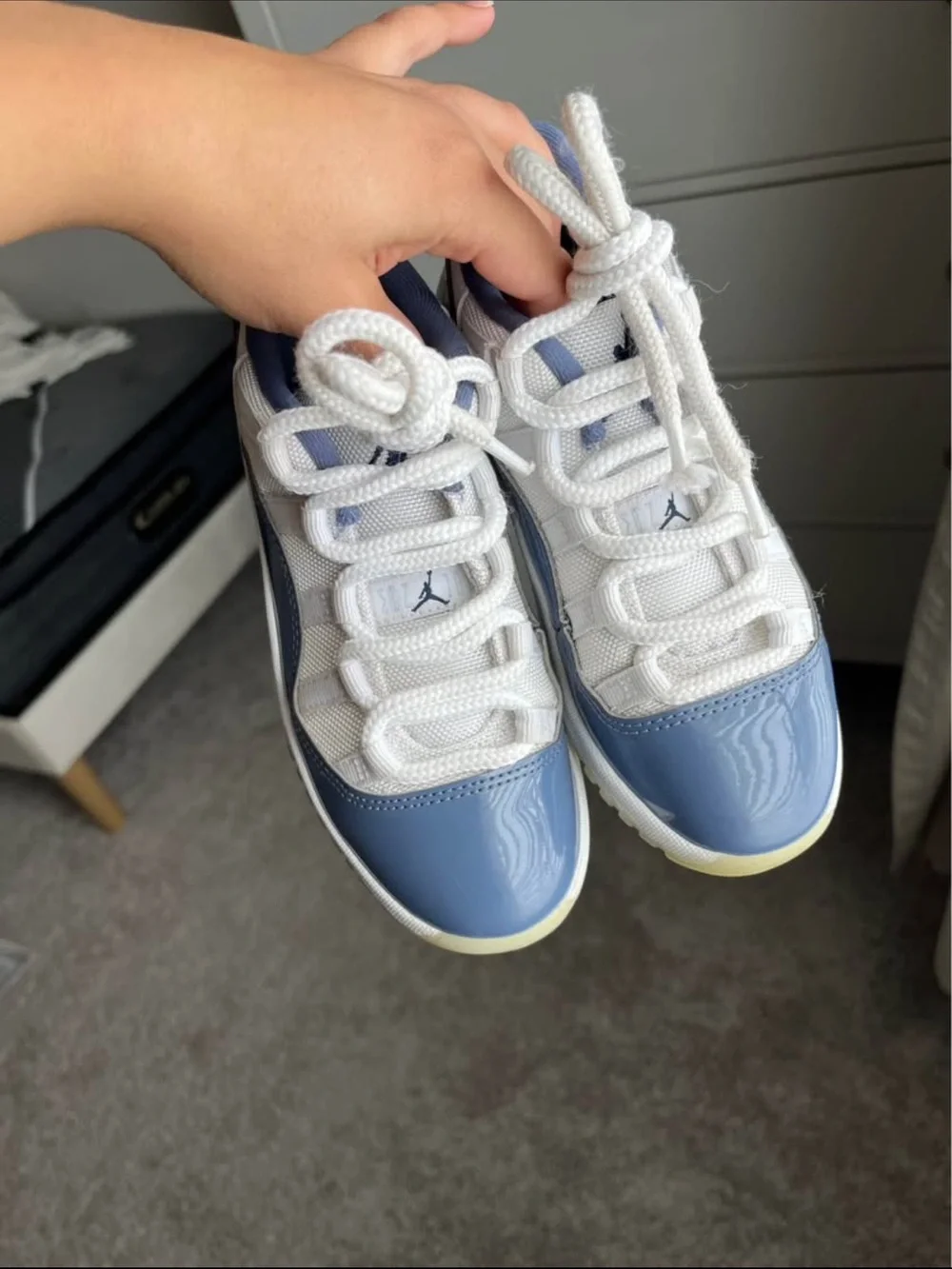 Jordan Kids White and Blue Low-Top Sneakers